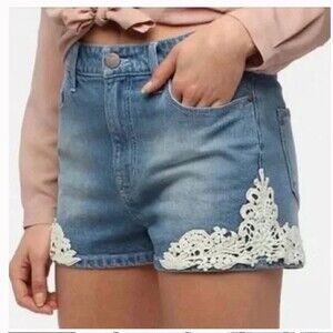 BDG Urban Outfitters High Rise Erin 5 Pocket Shortie Denim Short Embroidered